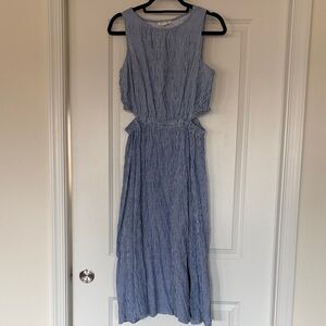 beachlunchlounge Blue and White Striped Midi Dress